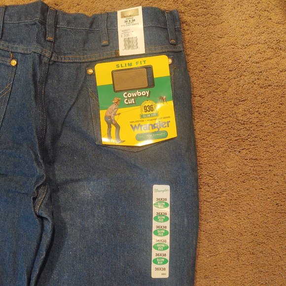 NWT Wrangler Slim Fit Cowboy Cut 936 Jeans (36x38) - Picture 4 of 4